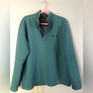 L.L. BEAN Half button pullover sweater in a blue green color